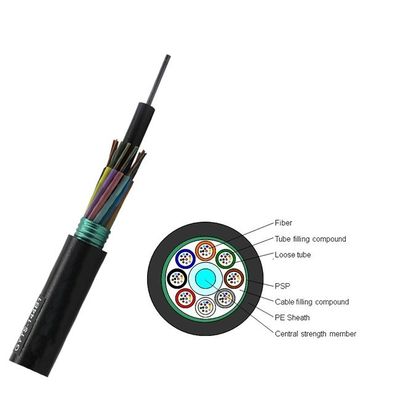 Dây cáp quang 96 lõi G652D với dây thép vỏ bọc PE GYTS