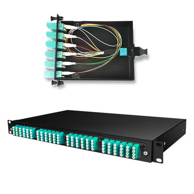 144 Cores 19&quot; 1U MTP Fiber MPO Patch Panel với 4 cuộn băng OM3 MTP-LC
