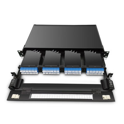 144 Cores 19&quot; 1U MTP Fiber MPO Patch Panel với 4 cuộn băng OM3 MTP-LC