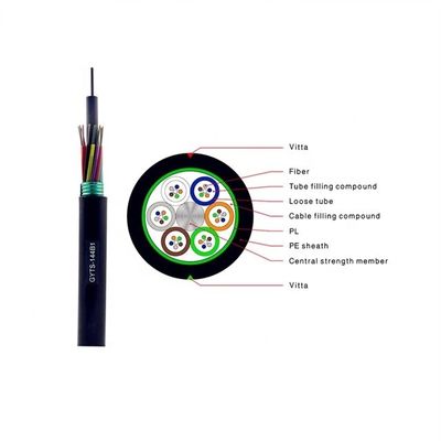 Dây cáp quang 96 lõi G652D với dây thép vỏ bọc PE GYTS